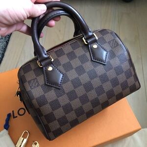 NEW Louis Vuitton speedy 20 bandouliere ebene damier brown checked